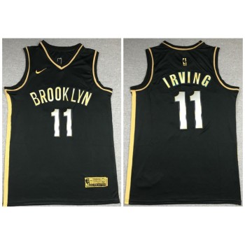 Men's Brooklyn Nets #11 Kyrie Irving 2020 Black Gold Edition Stitched Jersey Men's Brooklyn Nets #11 Kyrie Irving 2020 Black Gold Edition Stitched Jersey