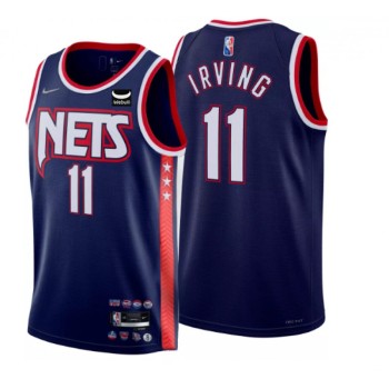 Men's Brooklyn Nets #11 Kyrie Irving 2021/22 Navy Swingman City Edition 75th Anniversary Stitched Basketball Jersey Men's Brooklyn Nets #11 Kyrie Irving 2021/22 Navy Swingman City Edition 75th Anniversary Stitched Basketball Jersey