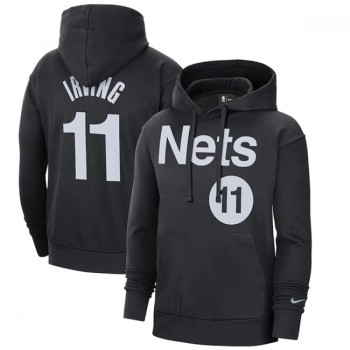 Men's Brooklyn Nets #11 Kyrie Irving 2021 Black Pullover Hoodie Men's Brooklyn Nets #11 Kyrie Irving 2021 Black Pullover Hoodie