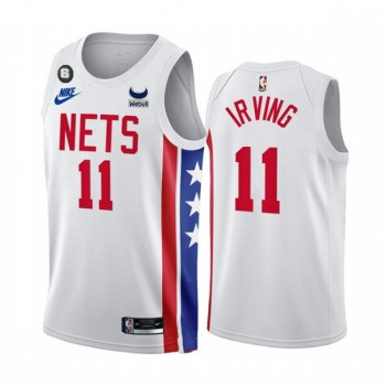 Men's Brooklyn Nets #11 Kyrie Irving 2022/23 White With Patch Classic Edition With NO.6 Patch Stitched Basketball Jersey Men's Brooklyn Nets #11 Kyrie Irving 2022/23 White With Patch Classic Edition With NO.6 Patch Stitched Basketball Jersey
