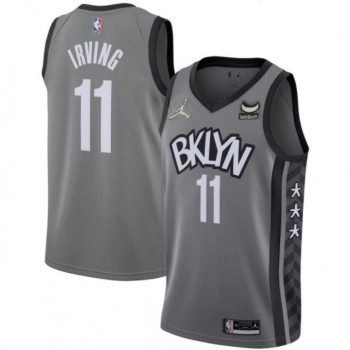 Men's Brooklyn Nets #11 Kyrie Irving Grey 75th Anniversary With Webull Patch Stitched Jersey Men's Brooklyn Nets #11 Kyrie Irving Grey 75th Anniversary With Webull Patch Stitched Jersey