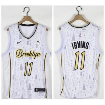Men's Brooklyn Nets #11 Kyrie Irving White Christmas Edition Stitched Basketball Jersey Men's Brooklyn Nets #11 Kyrie Irving White Christmas Edition Stitched Basketball Jersey