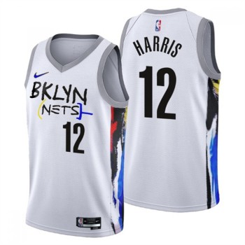 Men's Brooklyn Nets #12 Joe Harris 2022/23 White City Edition Stitched Basketball Jersey Men's Brooklyn Nets #12 Joe Harris 2022/23 White City Edition Stitched Basketball Jersey