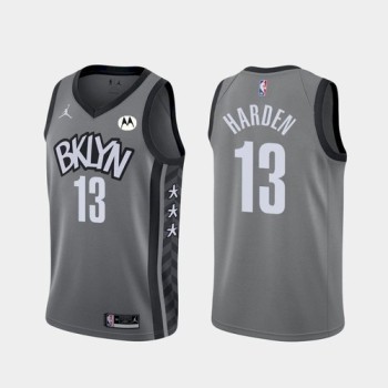 Men's Brooklyn Nets #13 James Harden 2020/21 Gray Statement Edition Swingman Stitched Jersey Men's Brooklyn Nets #13 James Harden 2020/21 Gray Statement Edition Swingman Stitched Jersey
