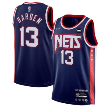 Men's Brooklyn Nets #13 James Harden 2021/22 Navy Swingman City Edition 75th Anniversary Stitched Basketball Jersey Men's Brooklyn Nets #13 James Harden 2021/22 Navy Swingman City Edition 75th Anniversary Stitched Basketball Jersey