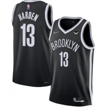 Men's Brooklyn Nets #13 James Harden 75th Anniversary Black Stitched Basketball Jersey Men's Brooklyn Nets #13 James Harden 75th Anniversary Black Stitched Basketball Jersey