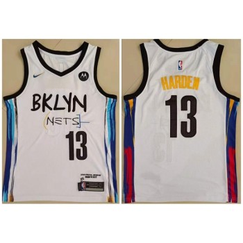 Men's Brooklyn Nets #13 James Harden White Stitched Jersey Men's Brooklyn Nets #13 James Harden White Stitched Jersey