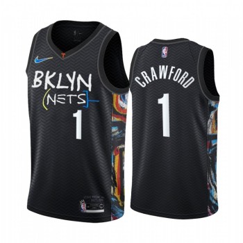 Men's Brooklyn Nets #1 Jamal Crawford 2020 Black City Edition Stitched Jersey Men's Brooklyn Nets #1 Jamal Crawford 2020 Black City Edition Stitched Jersey