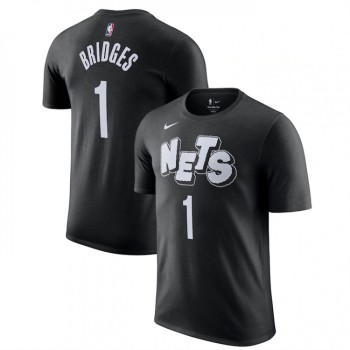 Men's Brooklyn Nets #1 Mikal Bridges Black 2023/24 City Edition Name & Number T-Shirt Men's Brooklyn Nets #1 Mikal Bridges Black 2023/24 City Edition Name & Number T-Shirt