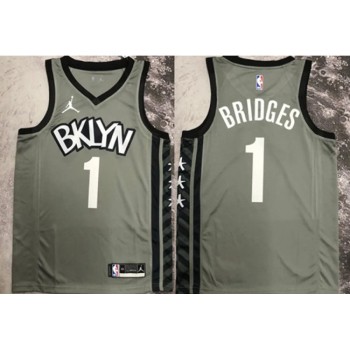 Men's Brooklyn Nets #1 Mikal Bridges Gray Stitched Basketball Jersey Men's Brooklyn Nets #1 Mikal Bridges Gray Stitched Basketball Jersey