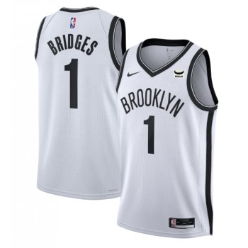 Men's Brooklyn Nets #1 Mikal Bridges White Stitched Basketball Jersey Men's Brooklyn Nets #1 Mikal Bridges White Stitched Basketball Jersey