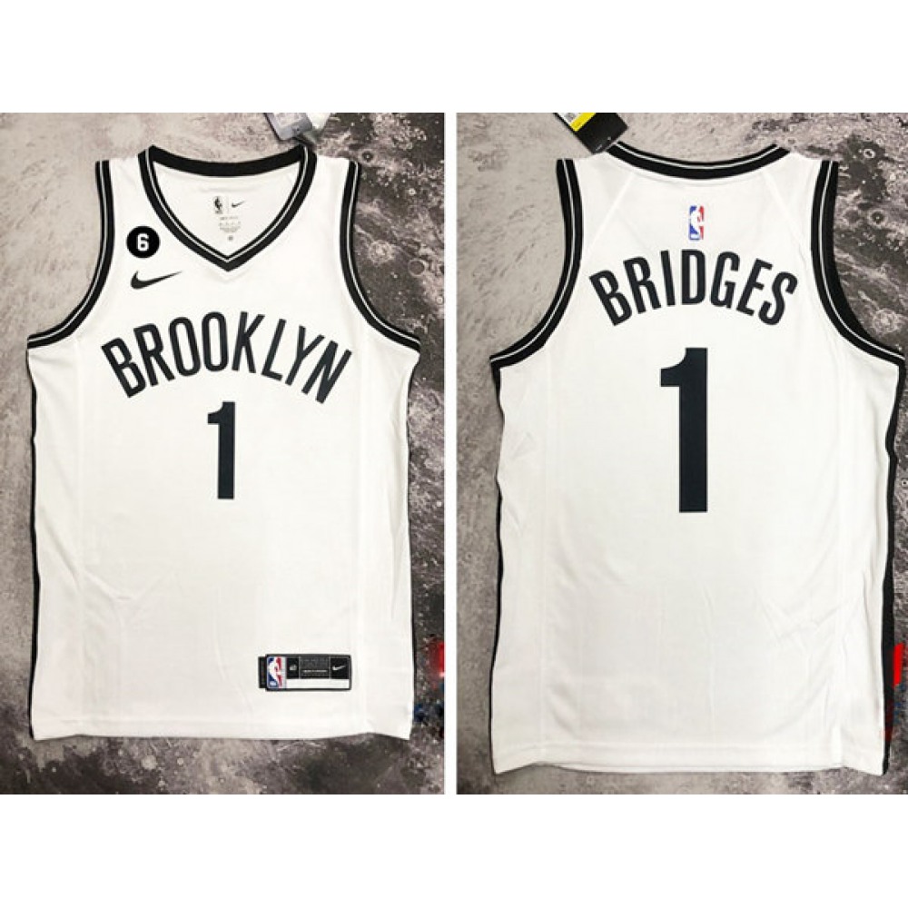 Men's Brooklyn Nets #1 Mikal Bridges White Stitched Basketball Jersey