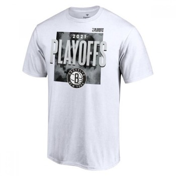 Men's Brooklyn Nets 2021 White Playoff Bound Dunk T-Shirt Men's Brooklyn Nets 2021 White Playoff Bound Dunk T-Shirt