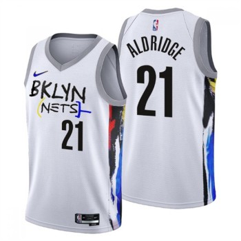 Men's Brooklyn Nets #21 LaMarcus Aldridge 2022/23 White City Edition Stitched Basketball Jersey Men's Brooklyn Nets #21 LaMarcus Aldridge 2022/23 White City Edition Stitched Basketball Jersey