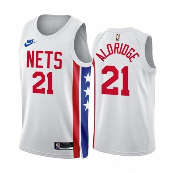 Men's Brooklyn Nets #21 LaMarcus Aldridge 2022/23 White Classic Edition Stitched Basketball Jersey Men's Brooklyn Nets #21 LaMarcus Aldridge 2022/23 White Classic Edition Stitched Basketball Jersey