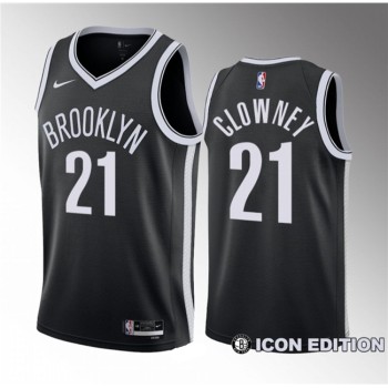 Men's Brooklyn Nets #21 Noah Clowney Black 2023 Draft Icon Edition Stitched Basketball Jersey Men's Brooklyn Nets #21 Noah Clowney Black 2023 Draft Icon Edition Stitched Basketball Jersey
