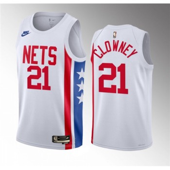 Men's Brooklyn Nets #21 Noah Clowney White 2023 Draft Classic Edition Stitched Basketball Jersey Men's Brooklyn Nets #21 Noah Clowney White 2023 Draft Classic Edition Stitched Basketball Jersey
