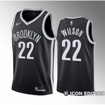 Men's Brooklyn Nets #22 Jalen Wilson Black 2023 Draft Icon Edition Stitched Basketball Jersey Men's Brooklyn Nets #22 Jalen Wilson Black 2023 Draft Icon Edition Stitched Basketball Jersey