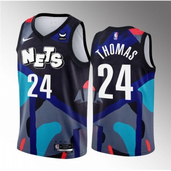 Men's Brooklyn Nets #24 Cam Thomas Black 2023/24 City Edition Stitched Basketball Jersey Men's Brooklyn Nets #24 Cam Thomas Black 2023/24 City Edition Stitched Basketball Jersey