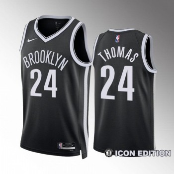 Men's Brooklyn Nets #24 Cam Thomas Black Icon Edition Stitched Basketball Jersey Men's Brooklyn Nets #24 Cam Thomas Black Icon Edition Stitched Basketball Jersey