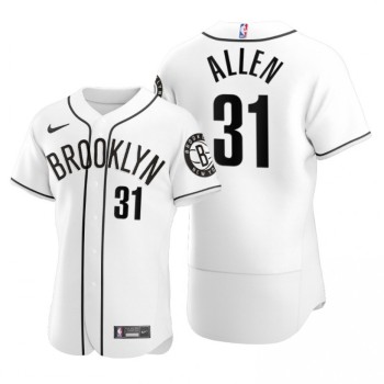Men's Brooklyn Nets #31 Jarrett Allen 2020 White NBA X MLB Crossover Edition Stitched Jersey Men's Brooklyn Nets #31 Jarrett Allen 2020 White NBA X MLB Crossover Edition Stitched Jersey