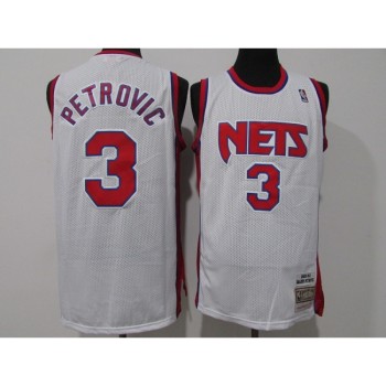 Men's Brooklyn Nets #3 Drazen Petrovic White Throwback Stitched Jersey Men's Brooklyn Nets #3 Drazen Petrovic White Throwback Stitched Jersey
