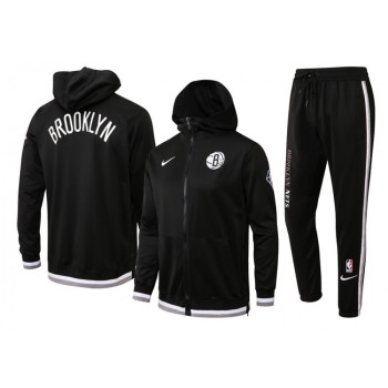 Men's Brooklyn Nets 75th Anniversary Black Performance Showtime Full-Zip Hoodie Jacket And Pants  Suit Men's Brooklyn Nets 75th Anniversary Black Performance Showtime Full-Zip Hoodie Jacket And Pants  Suit