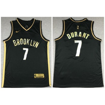 Men's Brooklyn Nets #7 Kevin Durant 2020 Black Gold Edition Stitched Jersey Men's Brooklyn Nets #7 Kevin Durant 2020 Black Gold Edition Stitched Jersey