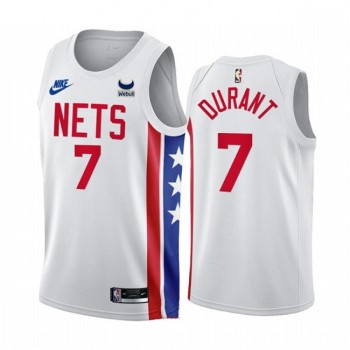Men's Brooklyn Nets #7 Kevin Durant 2022/23 White With Patch Classic Edition Stitched Basketball Jersey Men's Brooklyn Nets #7 Kevin Durant 2022/23 White With Patch Classic Edition Stitched Basketball Jersey