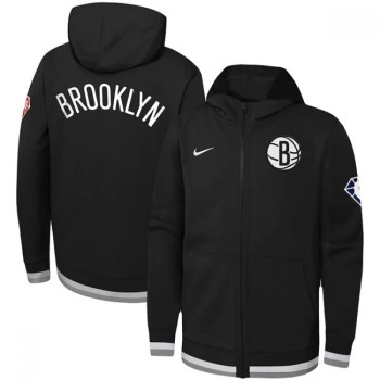 Men's Brooklyn Nets Black 75th Anniversary Performance Showtime Full-Zip Hoodie Jacket Men's Brooklyn Nets Black 75th Anniversary Performance Showtime Full-Zip Hoodie Jacket