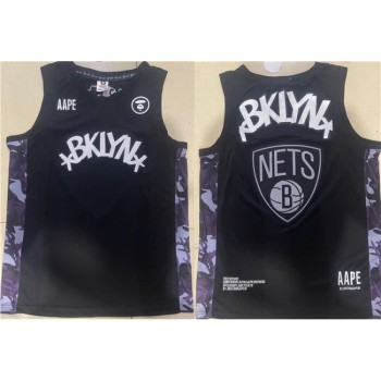 Men's Brooklyn Nets Black AAPE Patch Stitched Basketball Jersey Men's Brooklyn Nets Black AAPE Patch Stitched Basketball Jersey