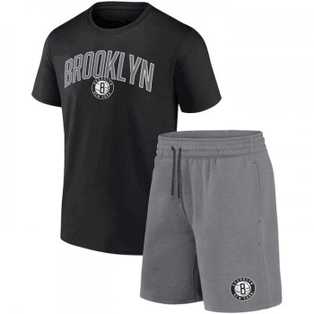 Men's Brooklyn Nets Black/Heather Gray Arch T-Shirt & Shorts Combo Set Men's Brooklyn Nets Black/Heather Gray Arch T-Shirt & Shorts Combo Set