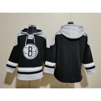 Men's Brooklyn Nets Blank Black Lace-Up Pullover Hoodie Men's Brooklyn Nets Blank Black Lace-Up Pullover Hoodie