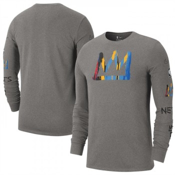 Men's Brooklyn Nets Heather Charcoal 2022/23 City Edition Essential Expressive Long Sleeve T-Shirt Men's Brooklyn Nets Heather Charcoal 2022/23 City Edition Essential Expressive Long Sleeve T-Shirt