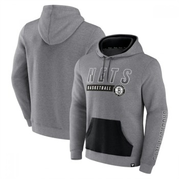 Men's Brooklyn Nets Heathered Gray Off The Bench Color Block Pullover Hoodie Men's Brooklyn Nets Heathered Gray Off The Bench Color Block Pullover Hoodie
