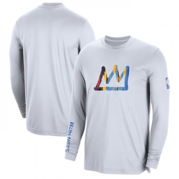 Men's Brooklyn Nets White 2022/23 City Edition Essential Expressive Long Sleeve T-Shirt Men's Brooklyn Nets White 2022/23 City Edition Essential Expressive Long Sleeve T-Shirt