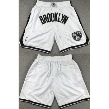 Men's Brooklyn Nets White Shorts (Run Small) Men's Brooklyn Nets White Shorts (Run Small)