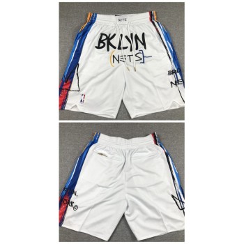 Men's Brooklyn Nets White Shorts (Run Small) Men's Brooklyn Nets White Shorts (Run Small)
