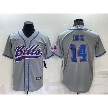 Men's Buffalo Bills #14 Stefon Diggs Gray Cool Base Stitched Baseball Jersey Men's Buffalo Bills #14 Stefon Diggs Gray Cool Base Stitched Baseball Jersey