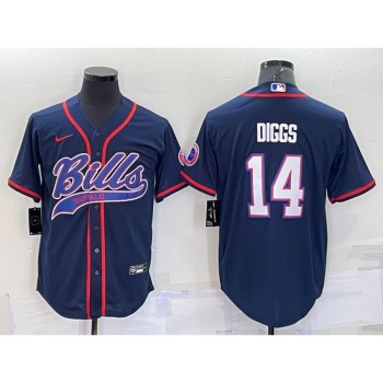 Men's Buffalo Bills #14 Stefon Diggs Navy With Patch Cool Base Stitched Baseball Jersey Men's Buffalo Bills #14 Stefon Diggs Navy With Patch Cool Base Stitched Baseball Jersey