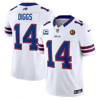 Men's Buffalo Bills #14 Stefon Diggs White 2023 F.U.S.E. With 3-star C Ptach And John Madden Patch Vapor Limited Stitched Football Jersey Men's Buffalo Bills #14 Stefon Diggs White 2023 F.U.S.E. With 3-star C Ptach And John Madden Patch Vapor Limited Stitched Football Jersey