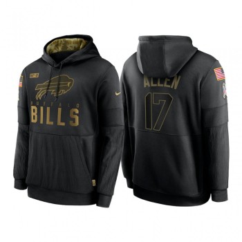 Men's Buffalo Bills #17 Josh Allen 2020 Black Salute to Service Sideline Performance Pullover Hoodie Men's Buffalo Bills #17 Josh Allen 2020 Black Salute to Service Sideline Performance Pullover Hoodie