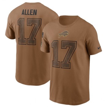 Men's Buffalo Bills #17 Josh Allen 2023 Brown Salute To Service Name & Number T-Shirt Men's Buffalo Bills #17 Josh Allen 2023 Brown Salute To Service Name & Number T-Shirt