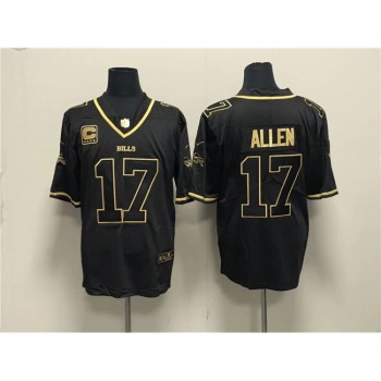 Men's Buffalo Bills #17 Josh Allen Black Gold With 4-star C Patch Limited Stitched Jersey Men's Buffalo Bills #17 Josh Allen Black Gold With 4-star C Patch Limited Stitched Jersey