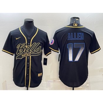 Men's Buffalo Bills #17 Josh Allen Black Smoke Fashion With Patch Cool Base Stitched Baseball Jersey Men's Buffalo Bills #17 Josh Allen Black Smoke Fashion With Patch Cool Base Stitched Baseball Jersey