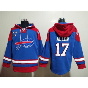 Men's Buffalo Bills #17 Josh Allen Red/Blue Ageless Must-Have Lace-Up Pullover Hoodie Men's Buffalo Bills #17 Josh Allen Red/Blue Ageless Must-Have Lace-Up Pullover Hoodie