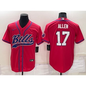 Men's Buffalo Bills #17 Josh Allen Red Cool Base Stitched Baseball Jersey Men's Buffalo Bills #17 Josh Allen Red Cool Base Stitched Baseball Jersey