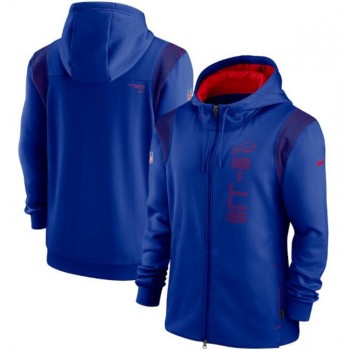 Men's Buffalo Bills 2021 Royal Sideline Team Performance Full-Zip Hoodie Men's Buffalo Bills 2021 Royal Sideline Team Performance Full-Zip Hoodie