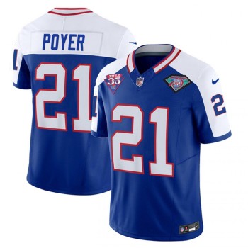 Men's Buffalo Bills #21 Jordan Poyer Blue/White 2023 F.U.S.E. 35th And 75th Patch Throwback Vapor Untouchable Limited Stitched Jersey Men's Buffalo Bills #21 Jordan Poyer Blue/White 2023 F.U.S.E. 35th And 75th Patch Throwback Vapor Untouchable Limited Stitched Jersey