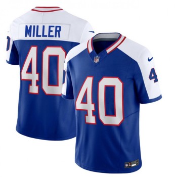 Men's Buffalo Bills #40 Von Miller Blue/White 2023 F.U.S.E. Throwback Vapor Untouchable Limited Stitched Jersey Men's Buffalo Bills #40 Von Miller Blue/White 2023 F.U.S.E. Throwback Vapor Untouchable Limited Stitched Jersey